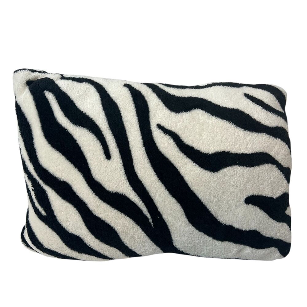 Zebra Print Plush Decorative Accent Pillow Black & White 10" x 14"